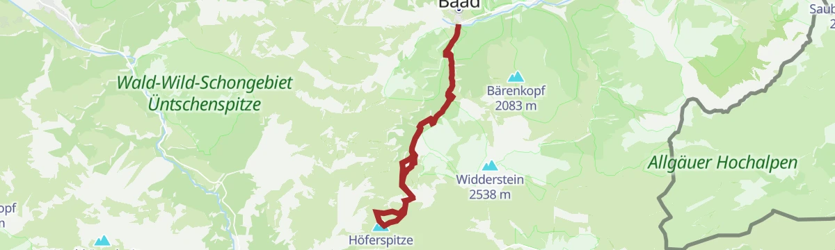 Route map: Skitour von Baad auf die Höferspitze